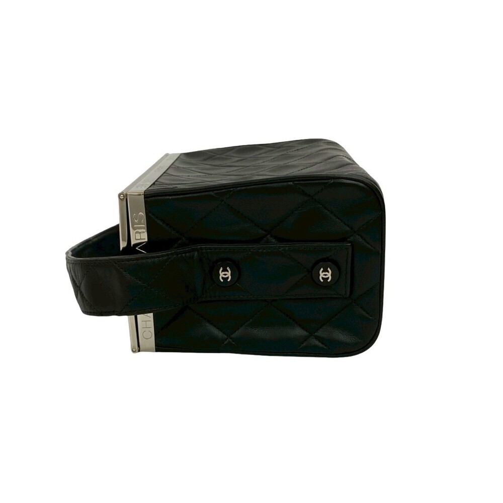 CHANEL Black Lambskin Leather Logo Vanity Bag - Picture 5 of 10